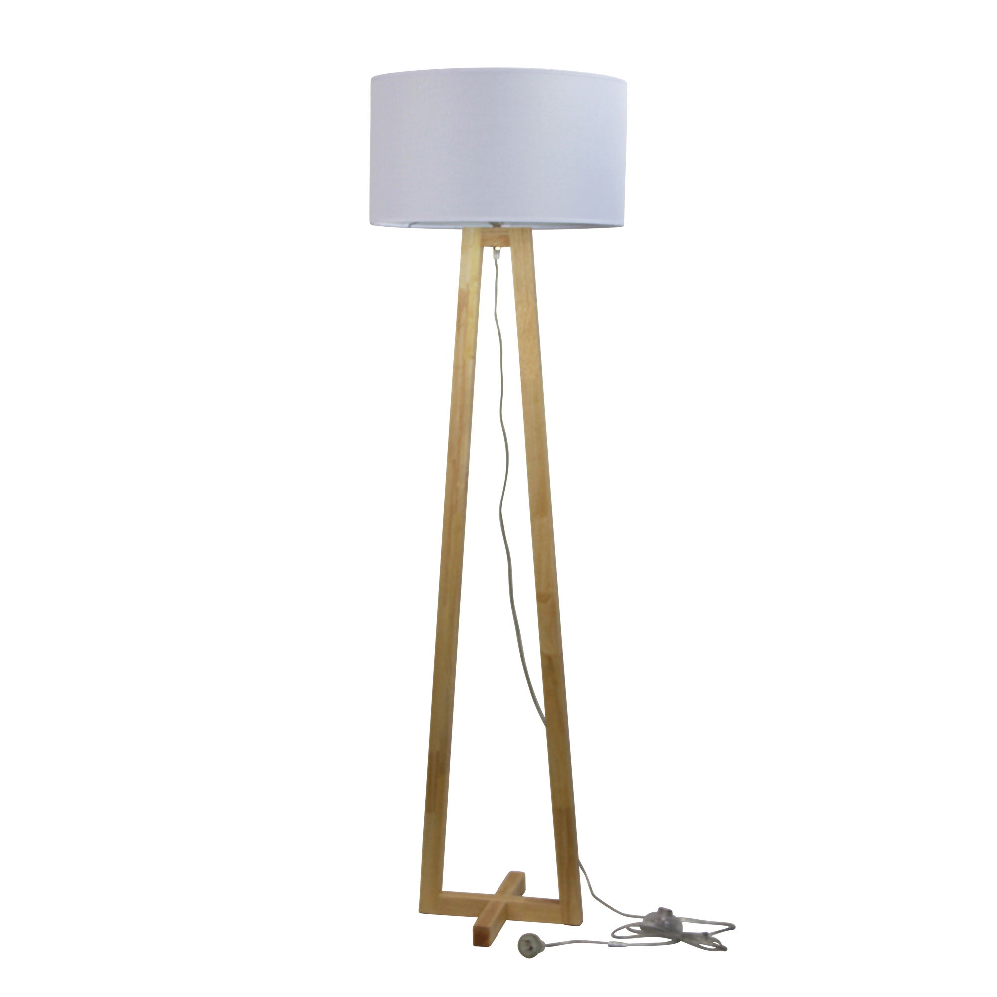 EDRA FLOOR LAMP White Scandi Floor Lamp with White Cotton Shade Oriel Lighting