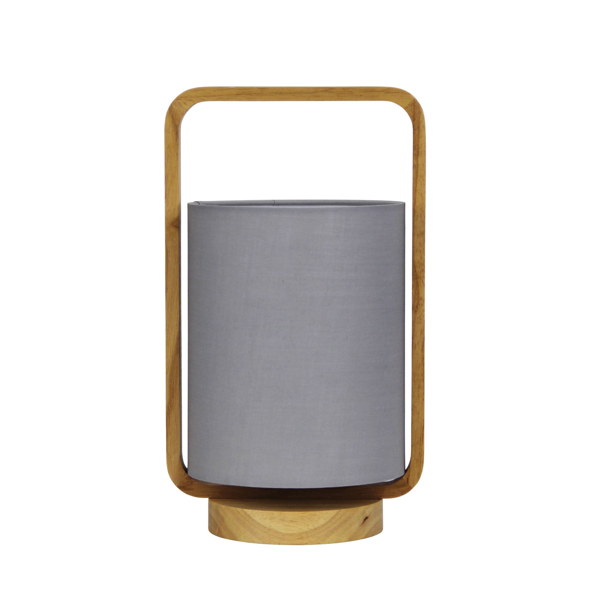 LUCIA Natural Timber and Grey Cotton Lamp Oriel Lighting