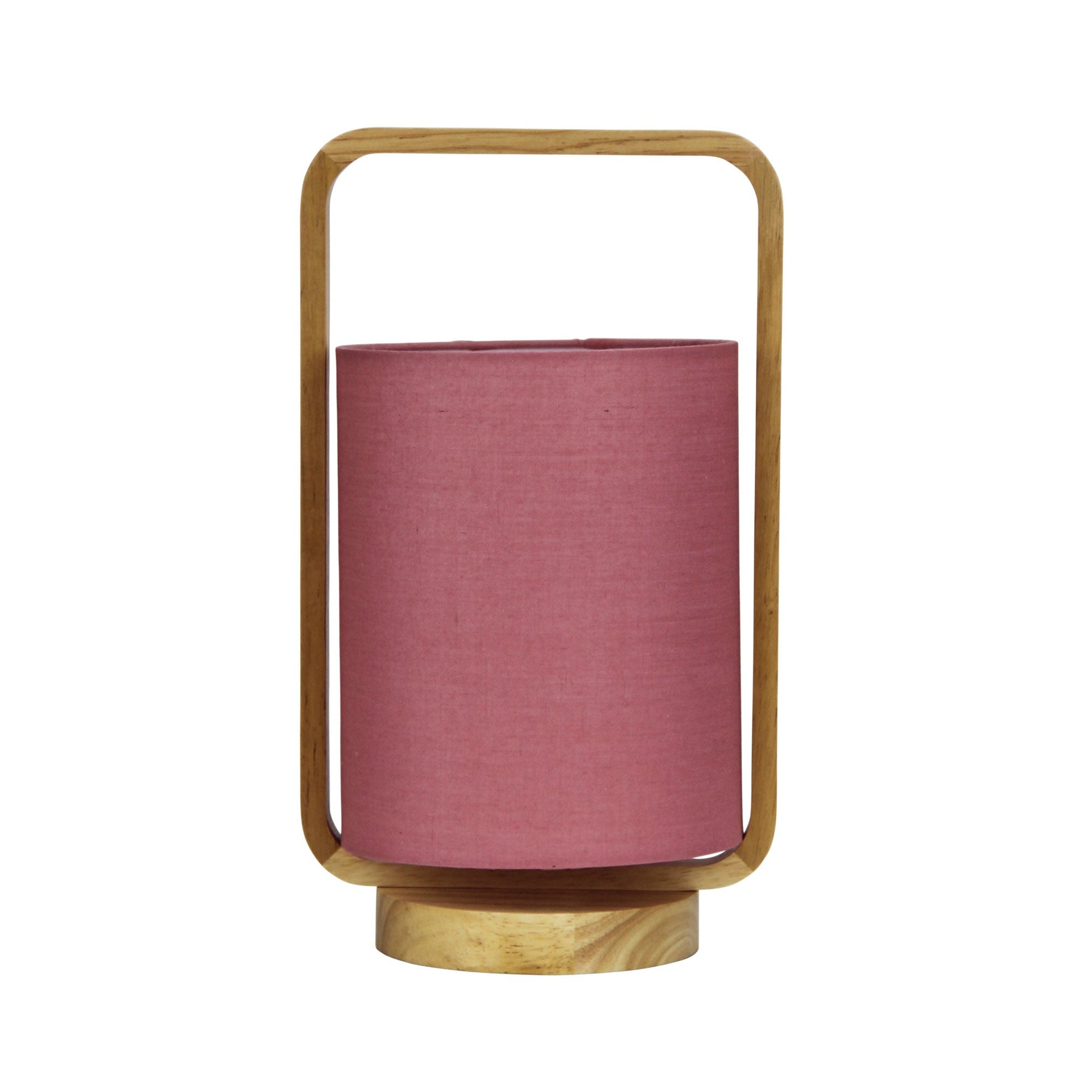 LUCIA Natural Timber and Pink Cotton Lamp Oriel Lighting