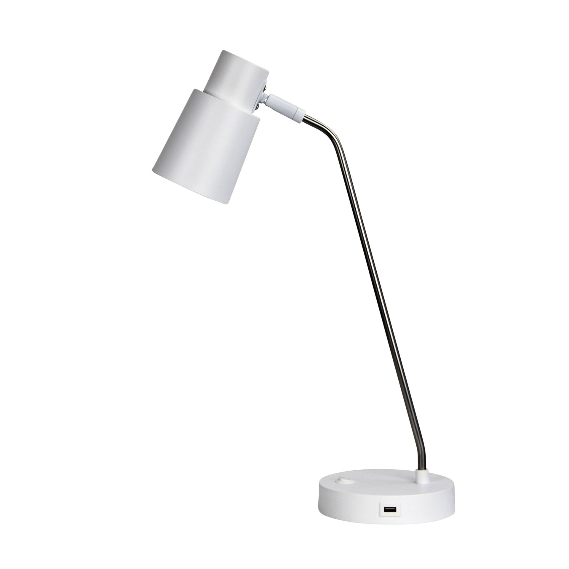 RIK White/Brushed Chrome Table lamp with USB socket Oriel Lighting