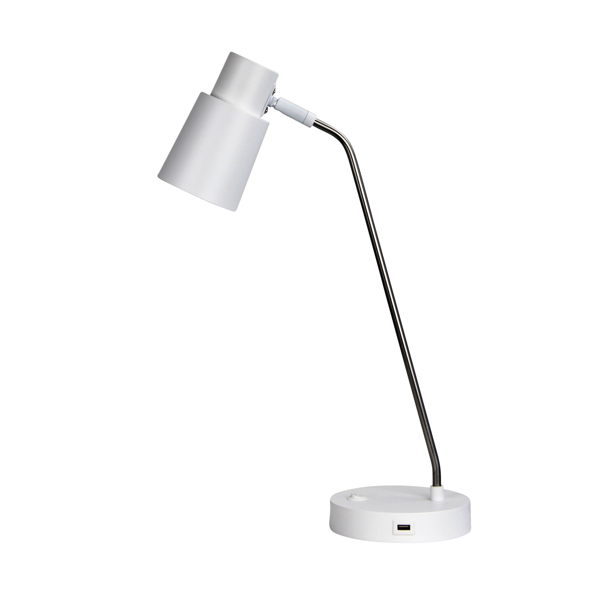 RIK White/Brushed Chrome Table lamp with USB socket Oriel Lighting
