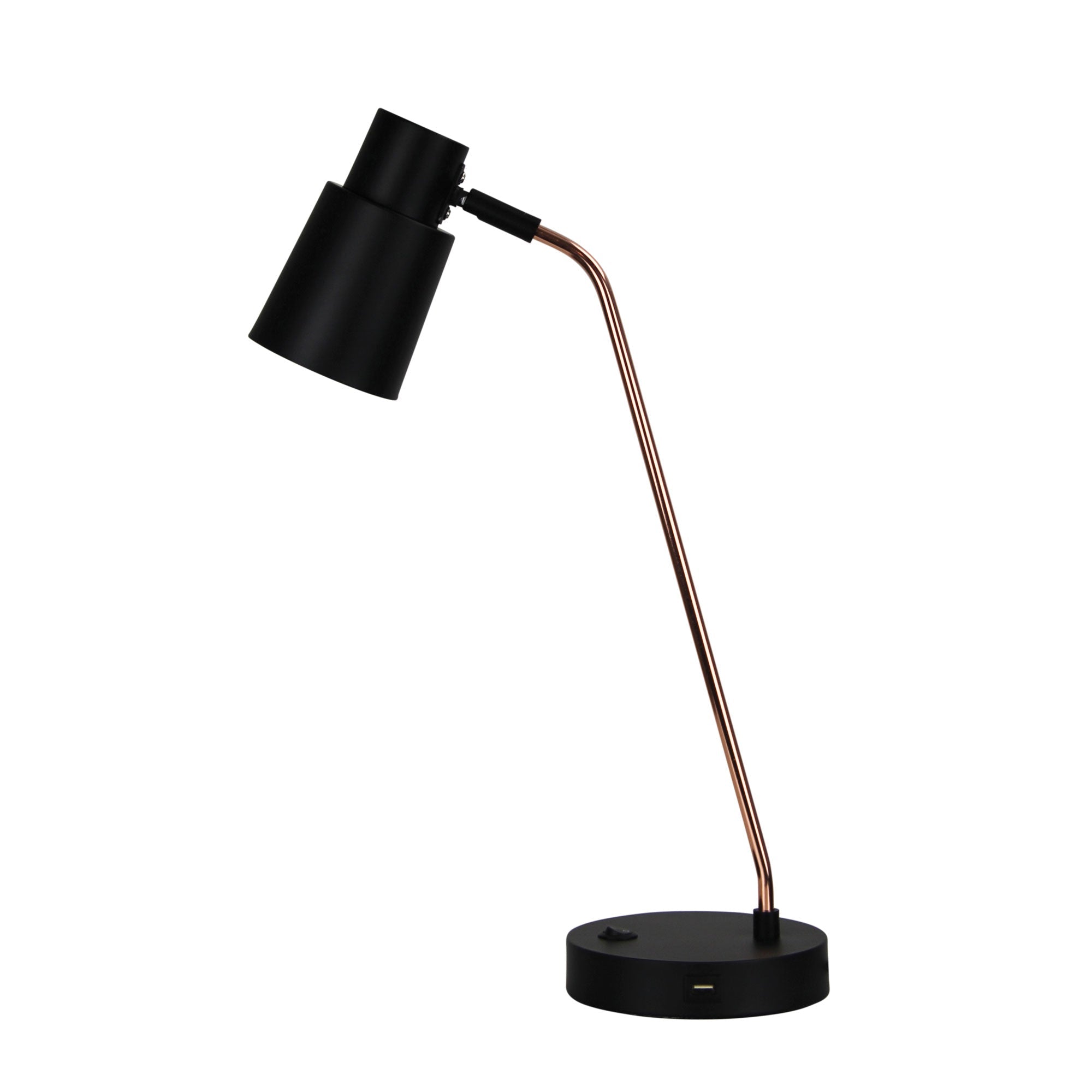 RIK Black/Copper Table lamp with USB socket Oriel Lighting