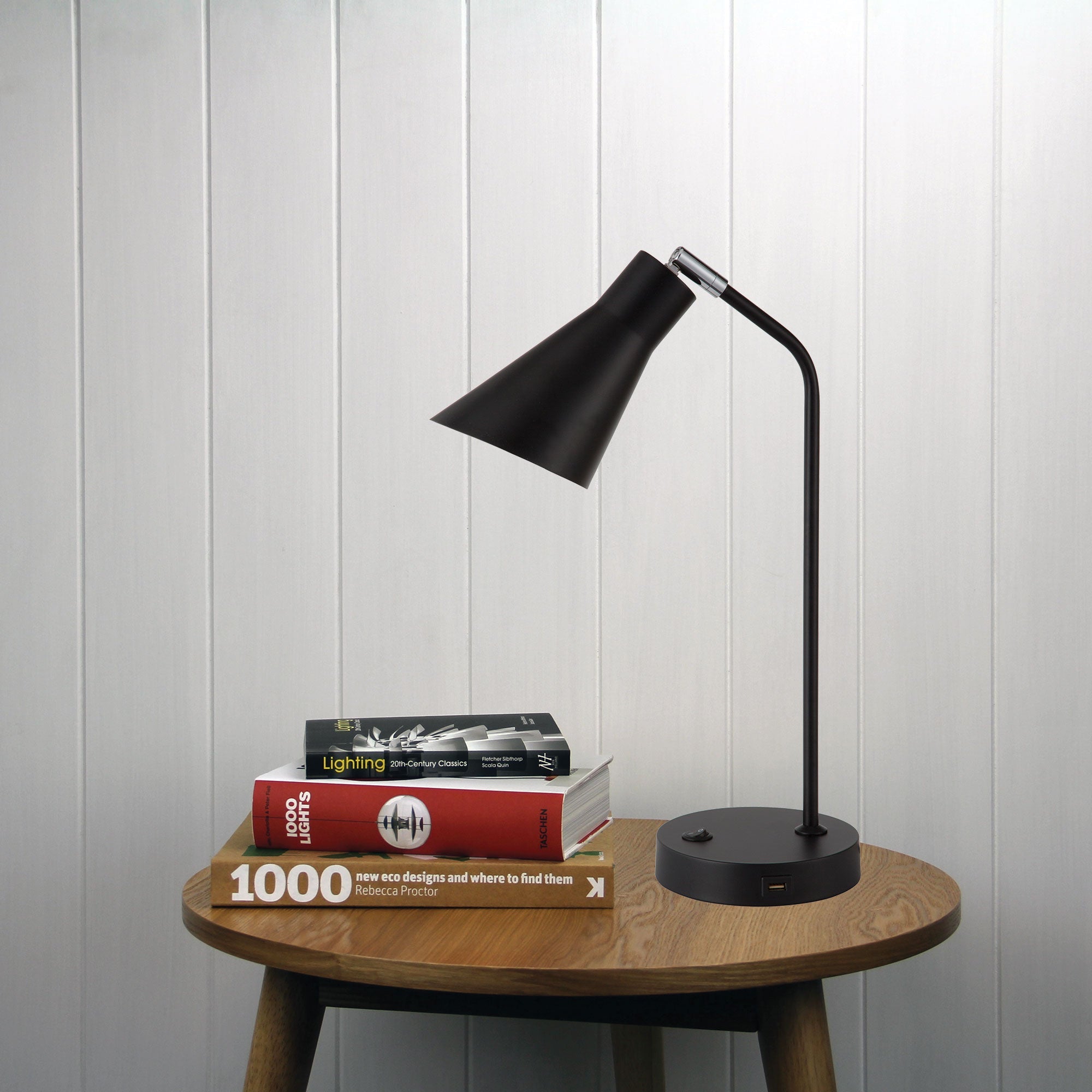 THOR DESK LAMP Black Desk Lamp with USB Oriel Lighting