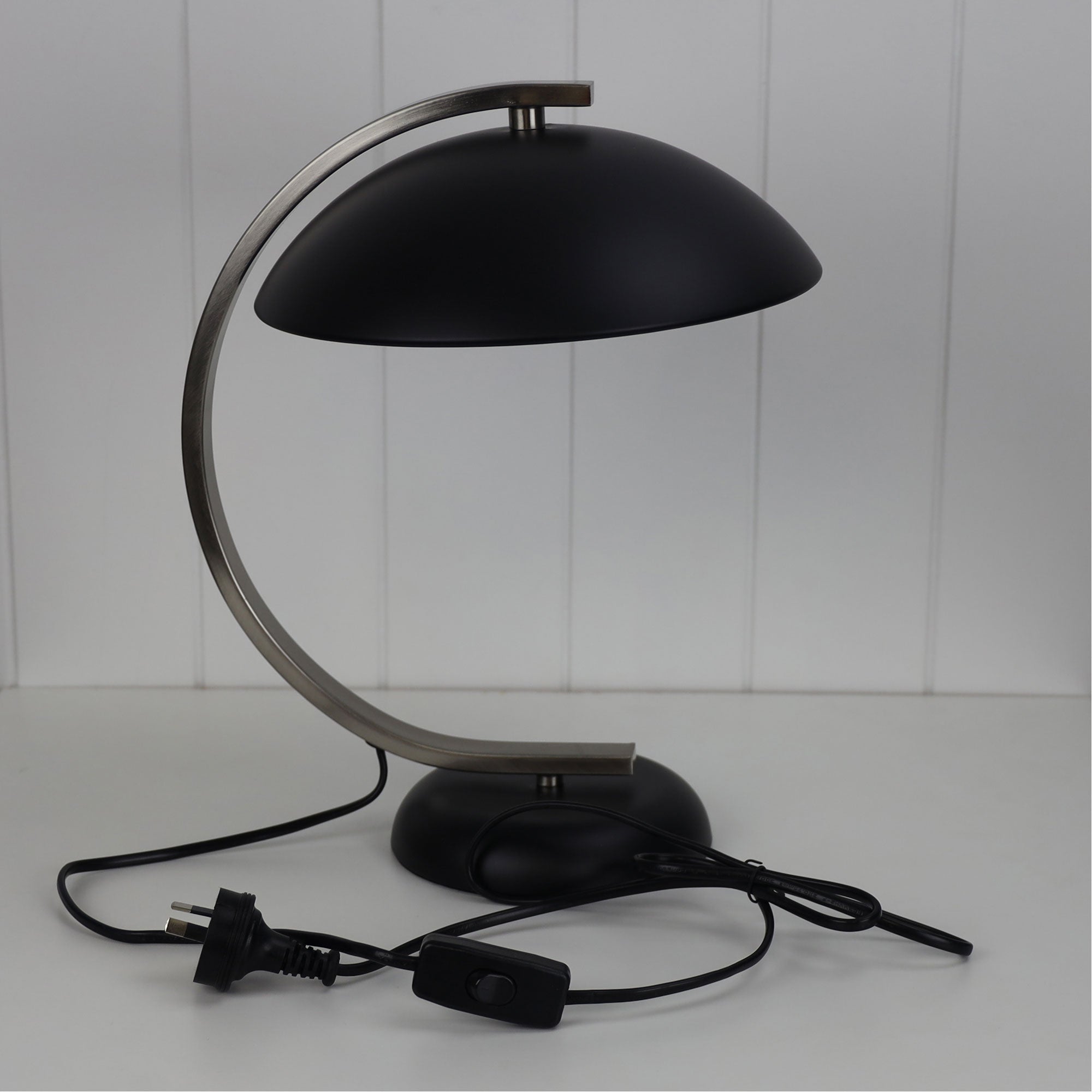 DECO Black Brushed Chrome Table Lamp Oriel Lighting