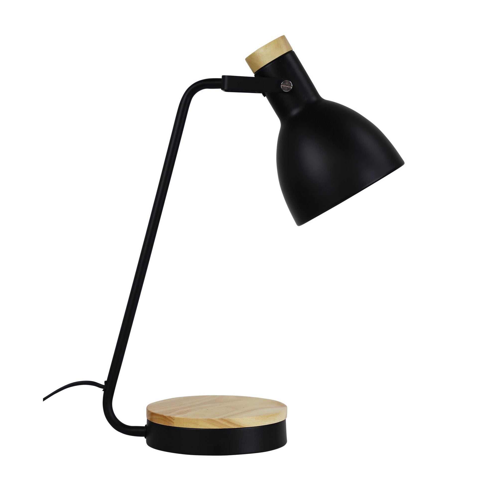 BENNY Black Task Lamp with Wood Accents Oriel Lighting