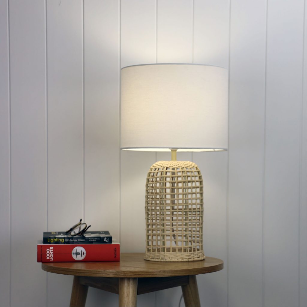 BRIZO Rattan Lamp Base with Shade Oriel Lighting
