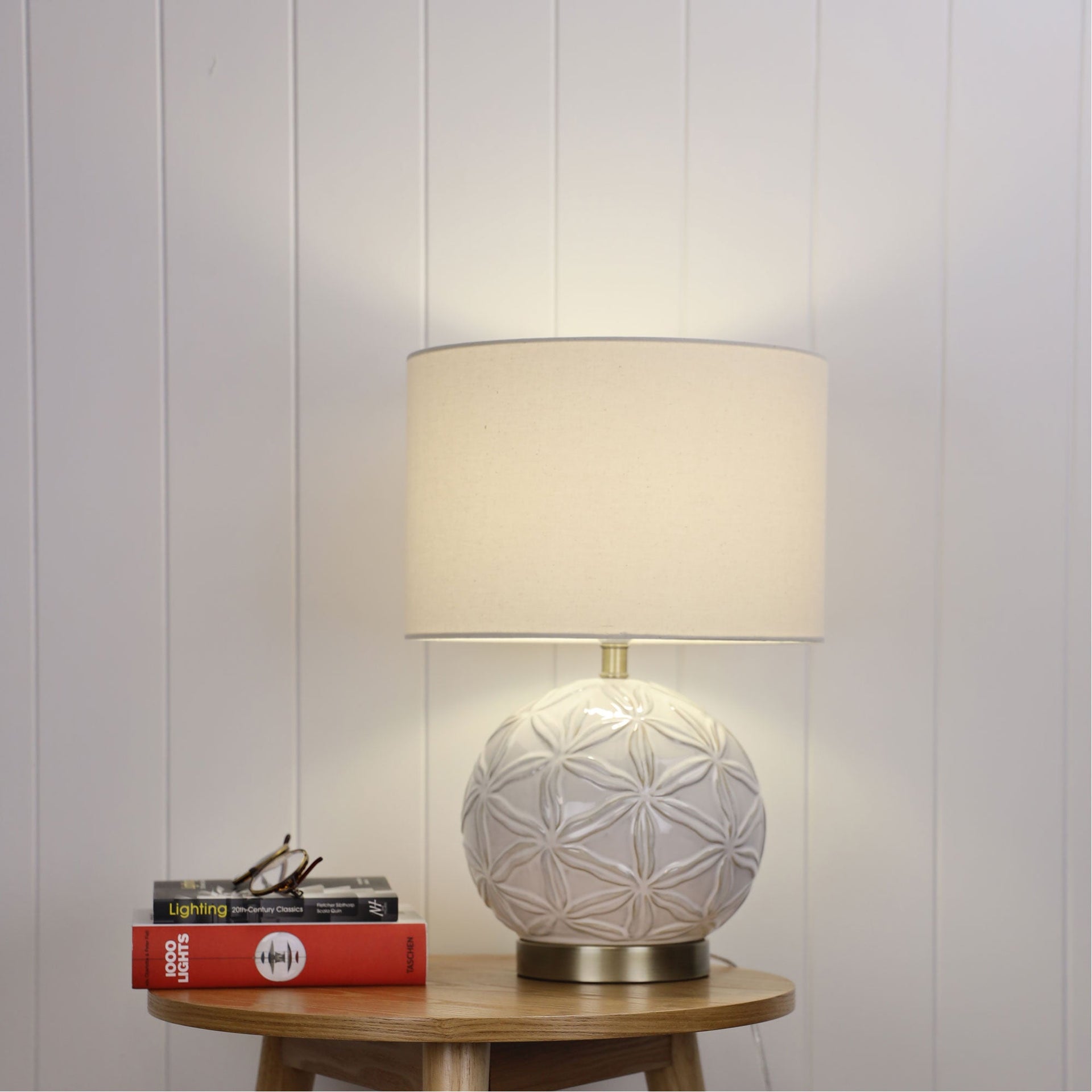 ARIEL Ceramic Table Lamp with Shade Oriel Lighting