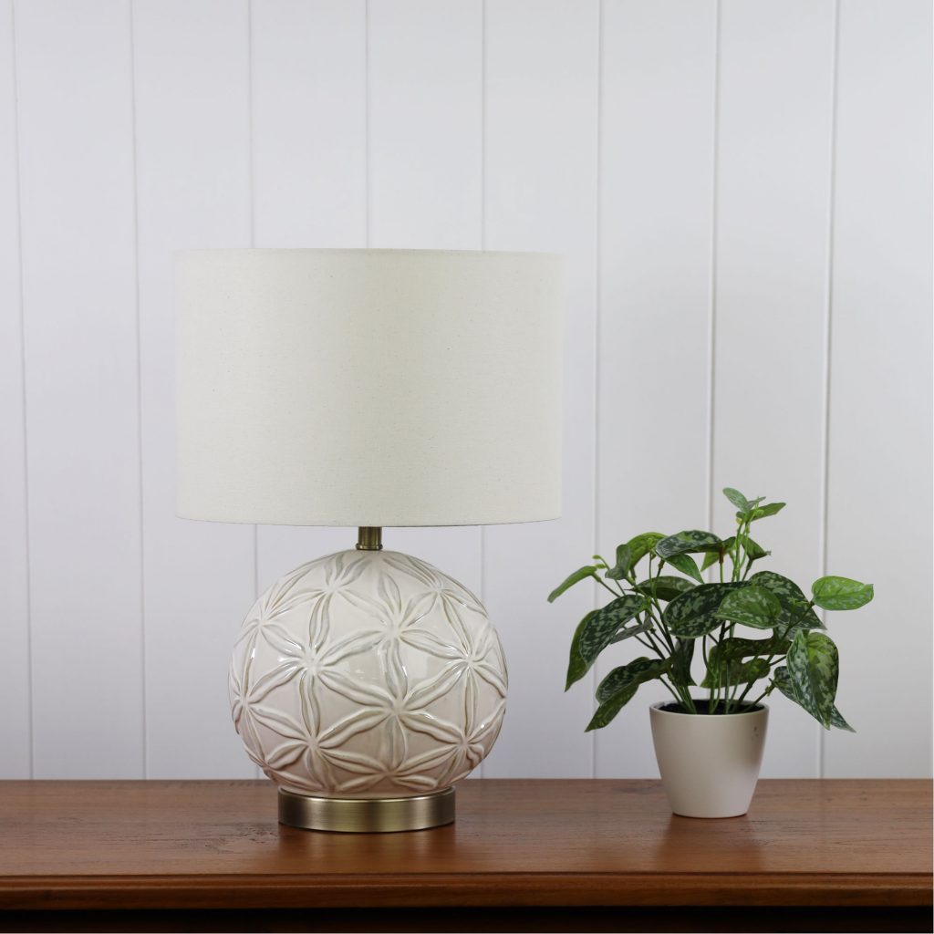 ARIEL Ceramic Table Lamp with Shade Oriel Lighting
