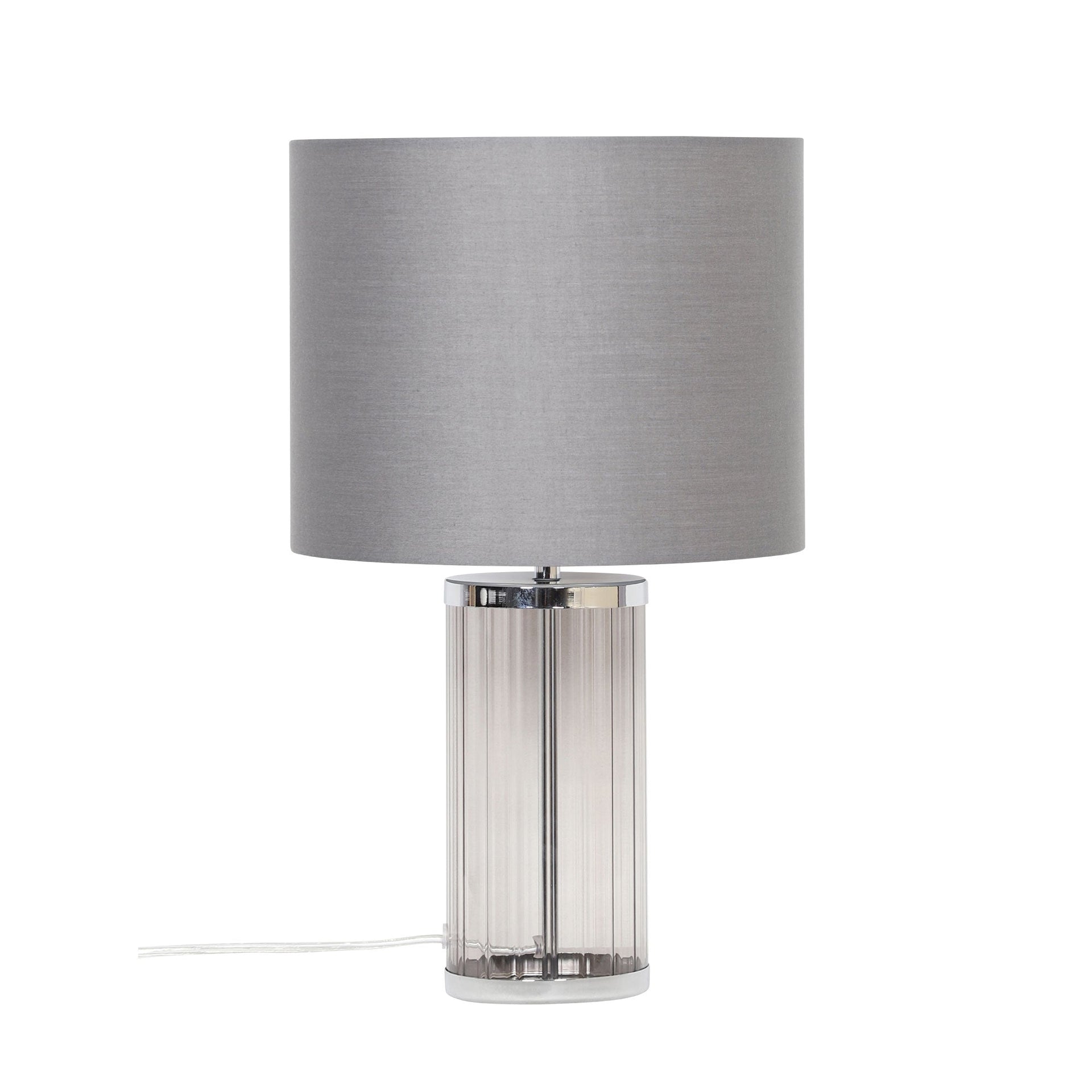NIZIO GREY Smoke Glass Table Lamp Oriel Lighting