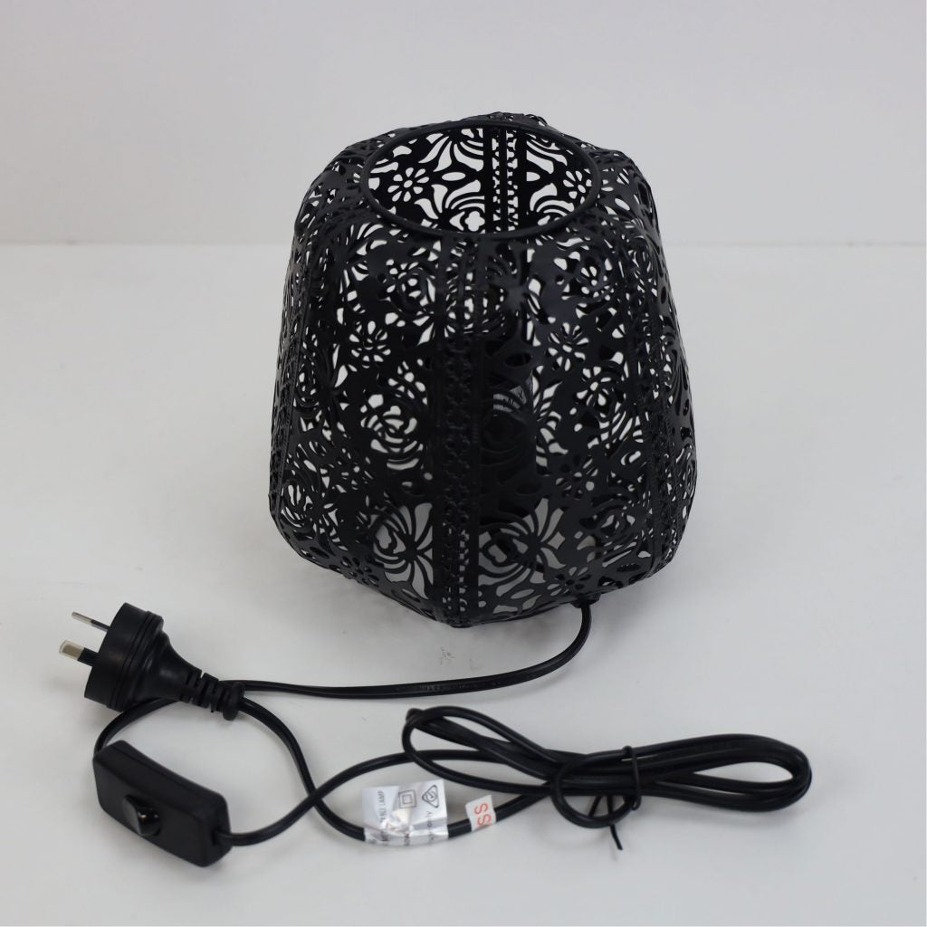 LACE Black Floral Laser Cut Metal Lamp Oriel Lighting