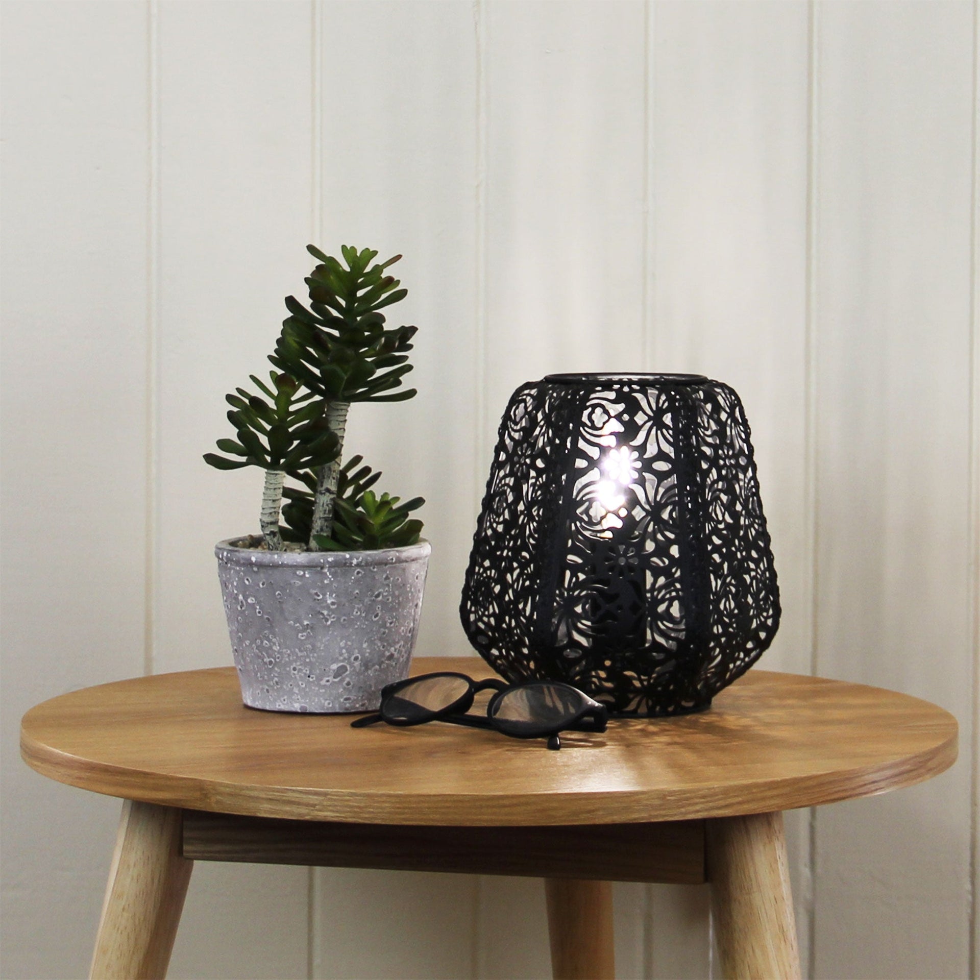 LACE Black Floral Laser Cut Metal Lamp Oriel Lighting