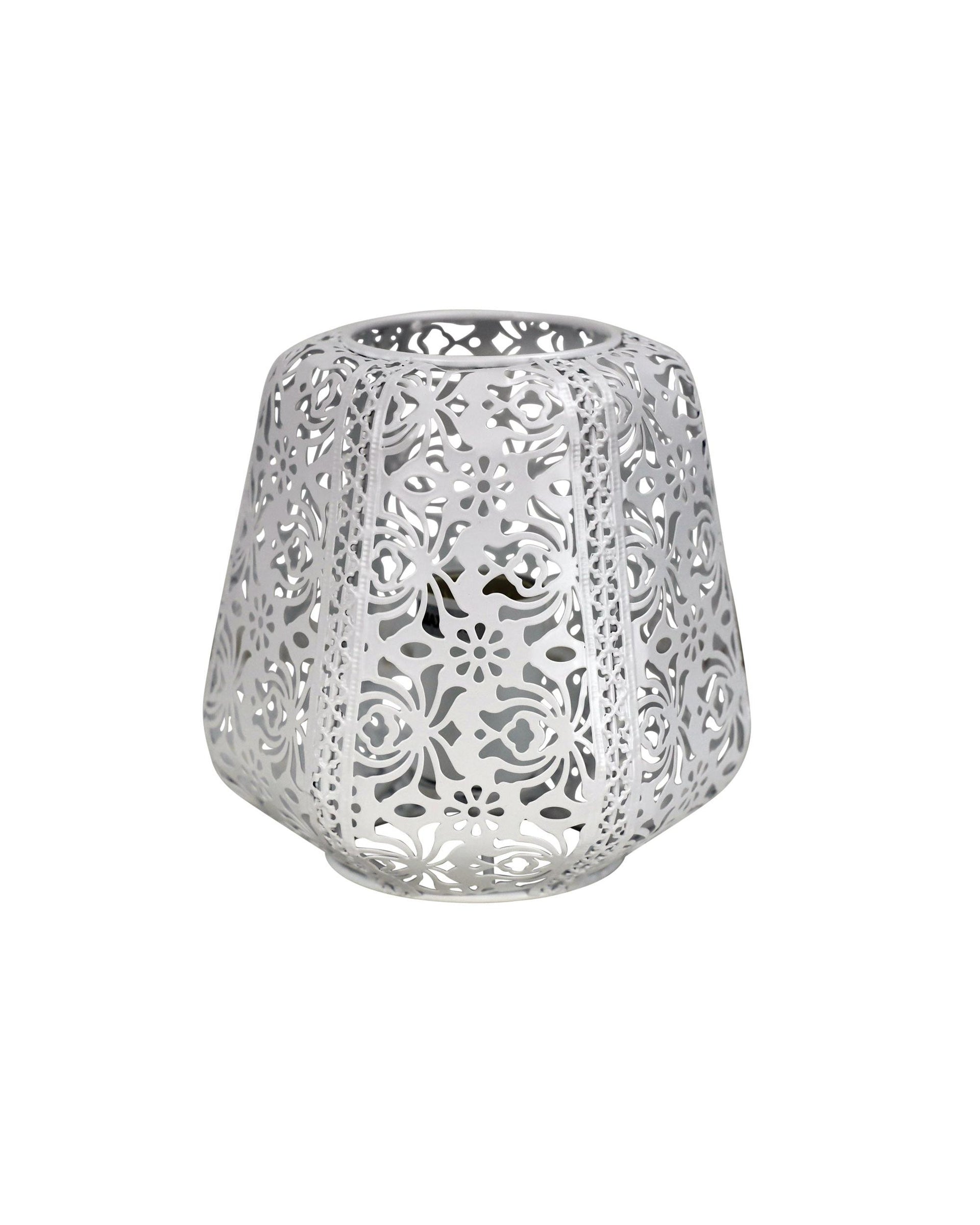 LACE White Floral Laser Cut Metal Lamp Oriel Lighting