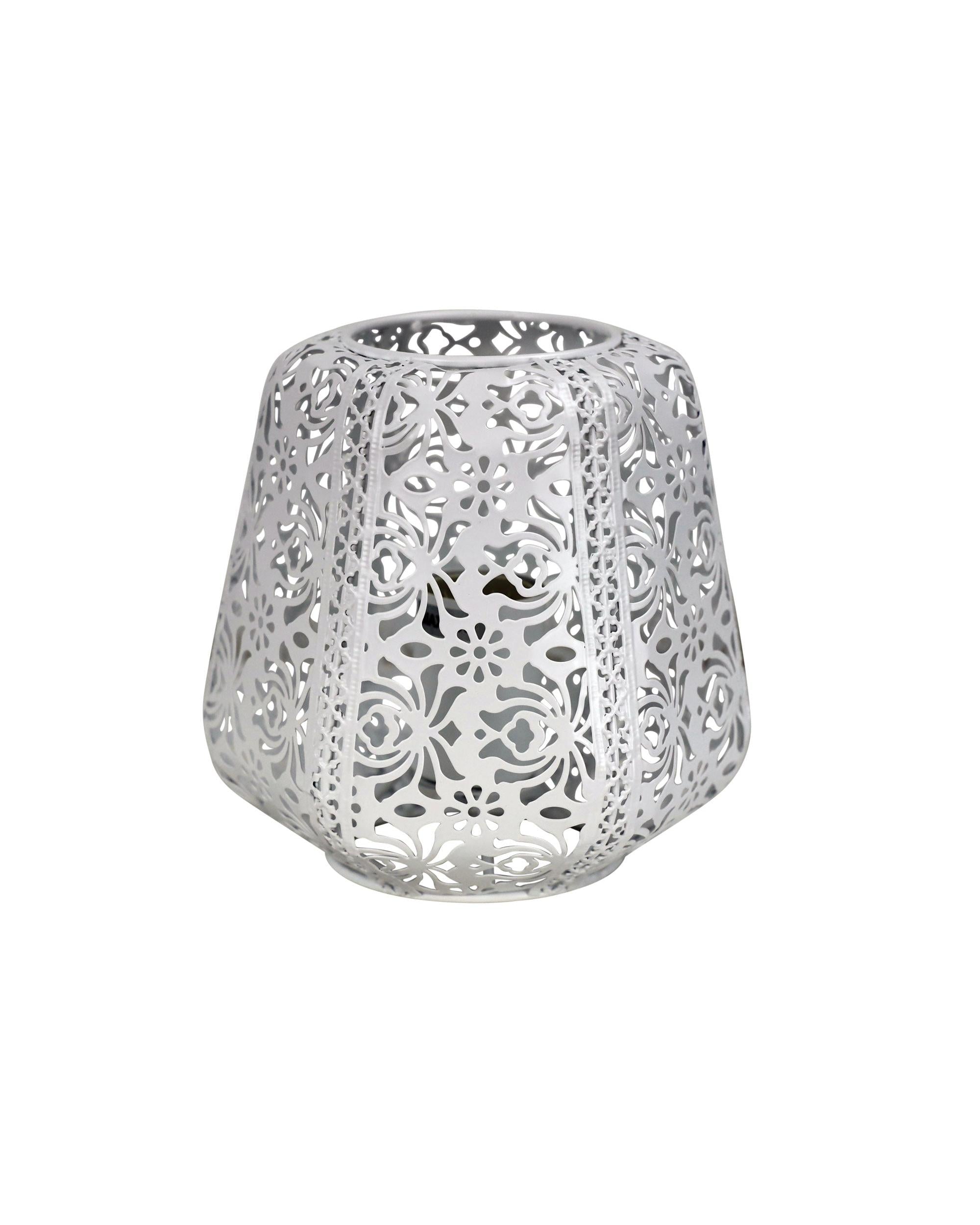 LACE White Floral Laser Cut Metal Lamp Oriel Lighting