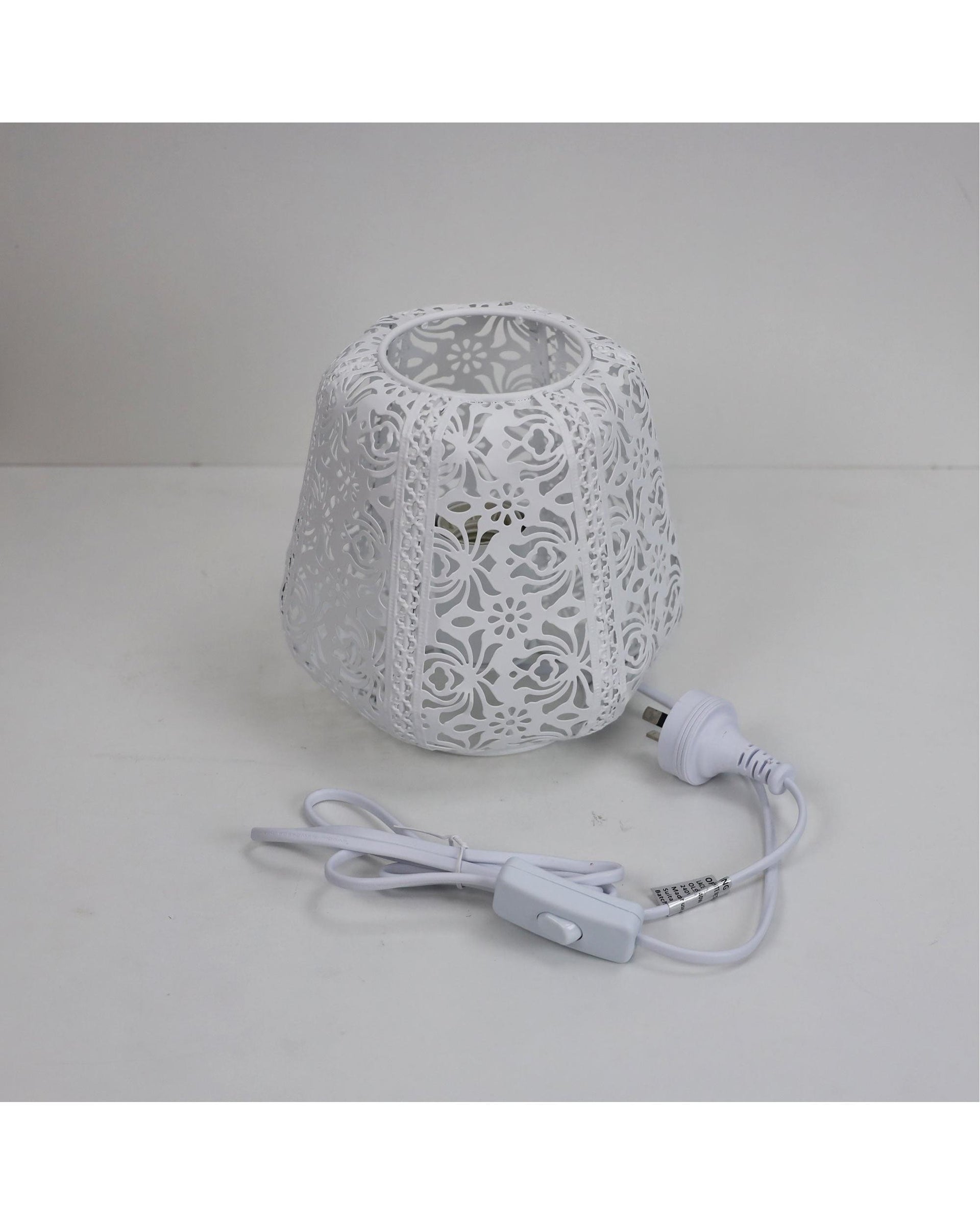 LACE White Floral Laser Cut Metal Lamp Oriel Lighting