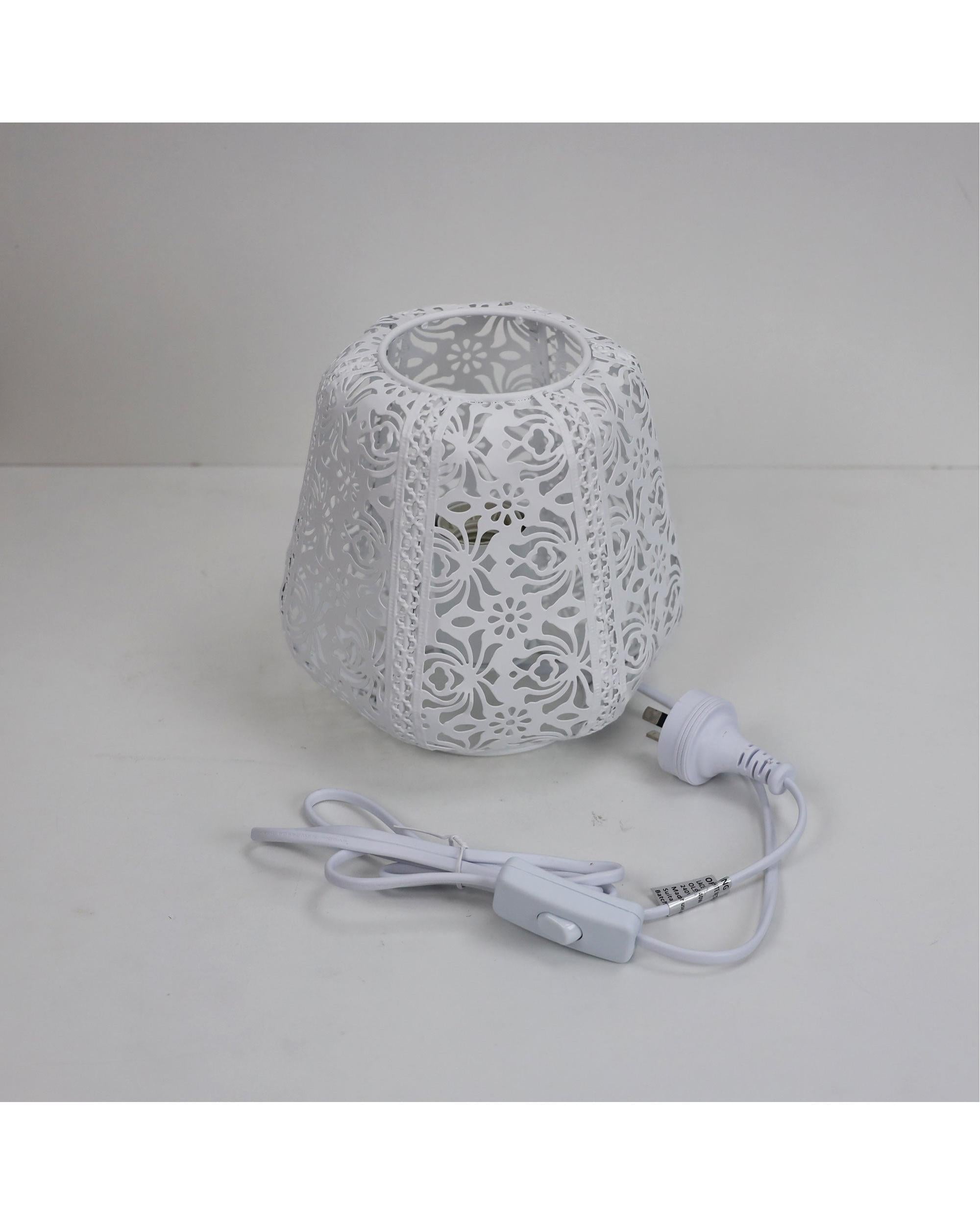 LACE White Floral Laser Cut Metal Lamp Oriel Lighting