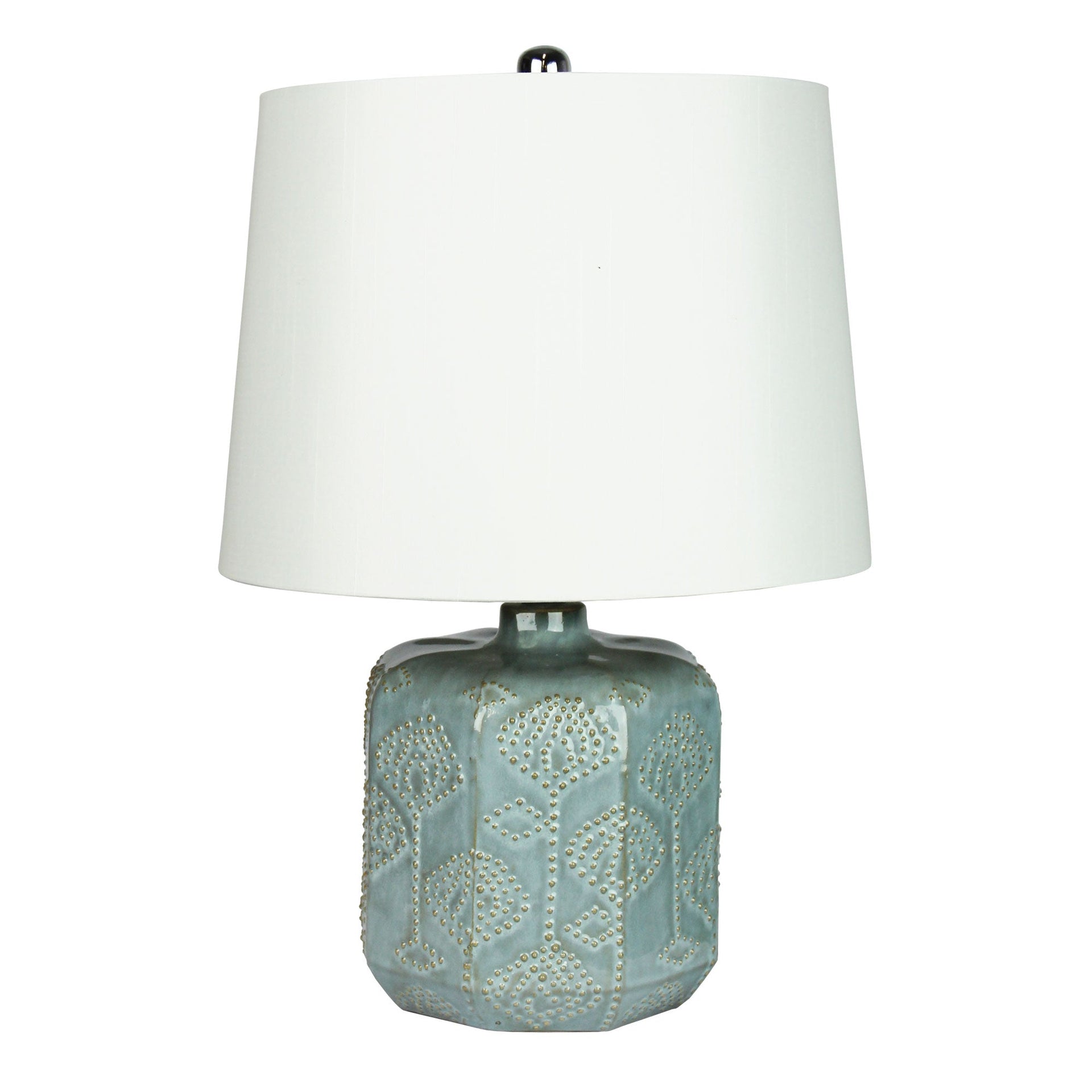 BIKKI Embossed Ceramic Lamp with Harp Shade Oriel Lighting