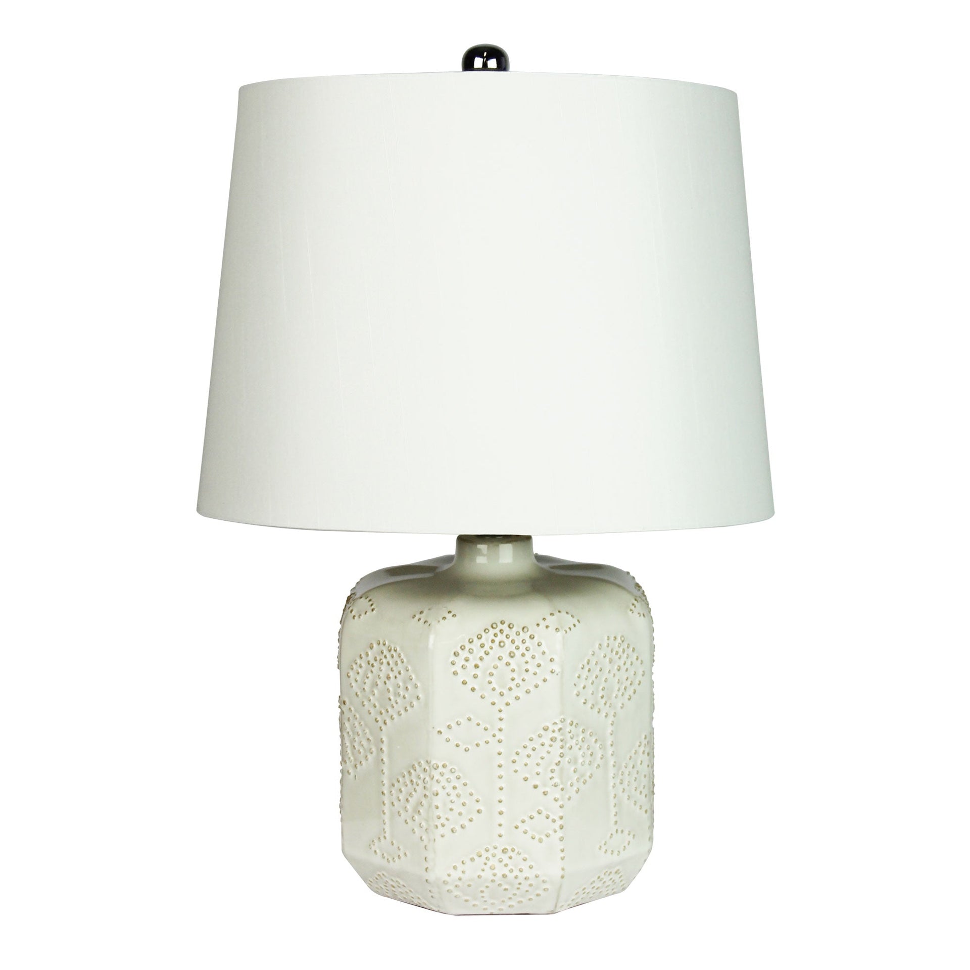 BIKKI Embossed Ceramic Lamp with Harp Shade Oriel Lighting