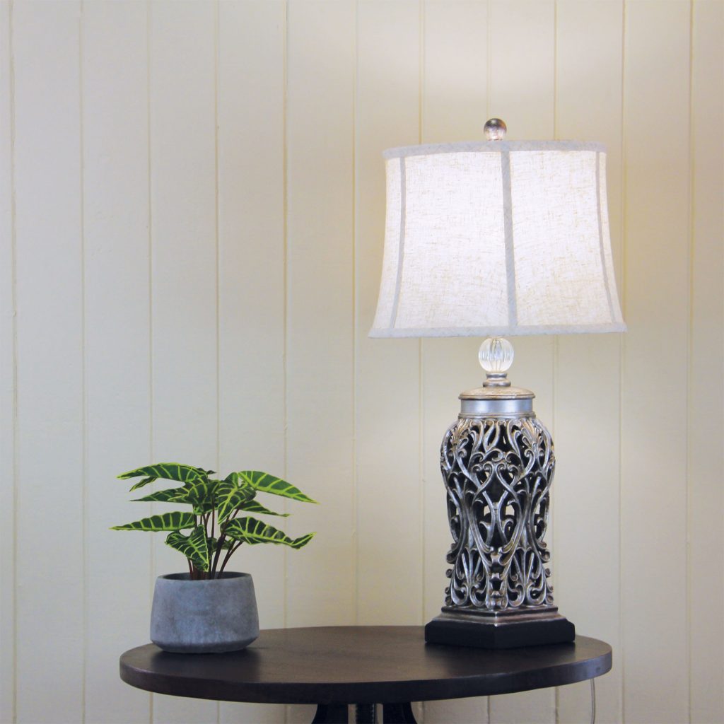 DORNE Classic Antique Cut Lamp with Harp Shade Oriel Lighting