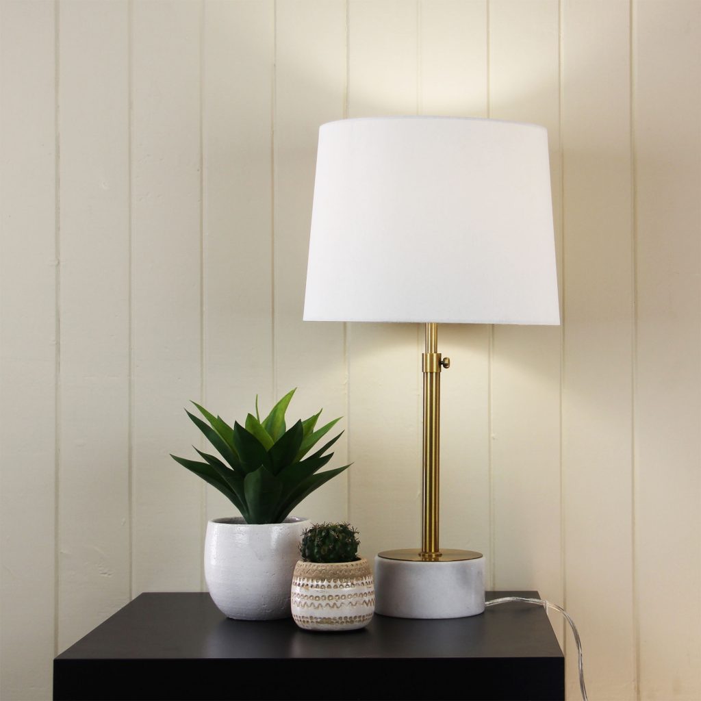 UMBRIA Height Adjustable Scandi Lamp in Antique Brass Oriel Lighting