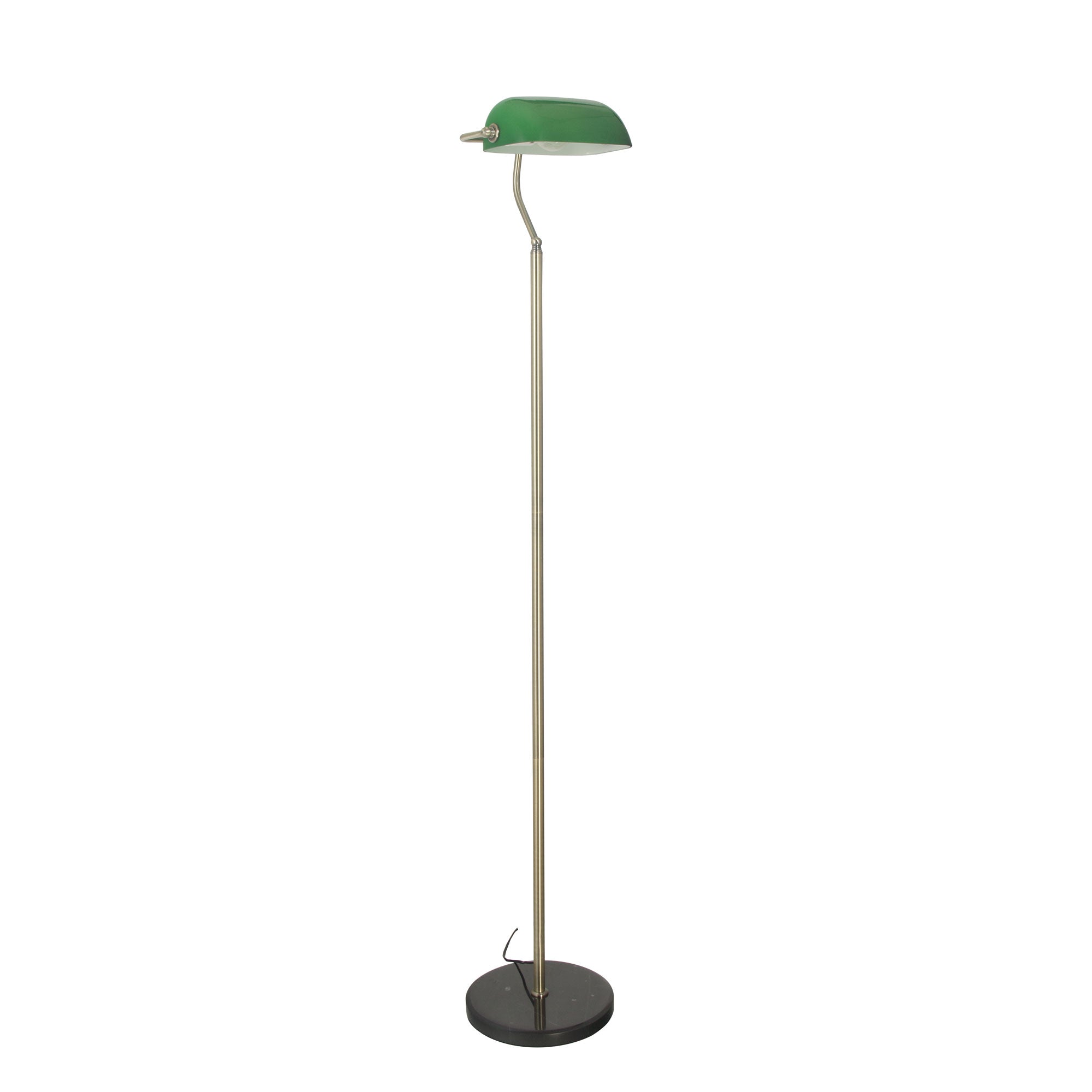 BANKERS FLOOR Antique Brass with Green Glass Shade Oriel Lighting