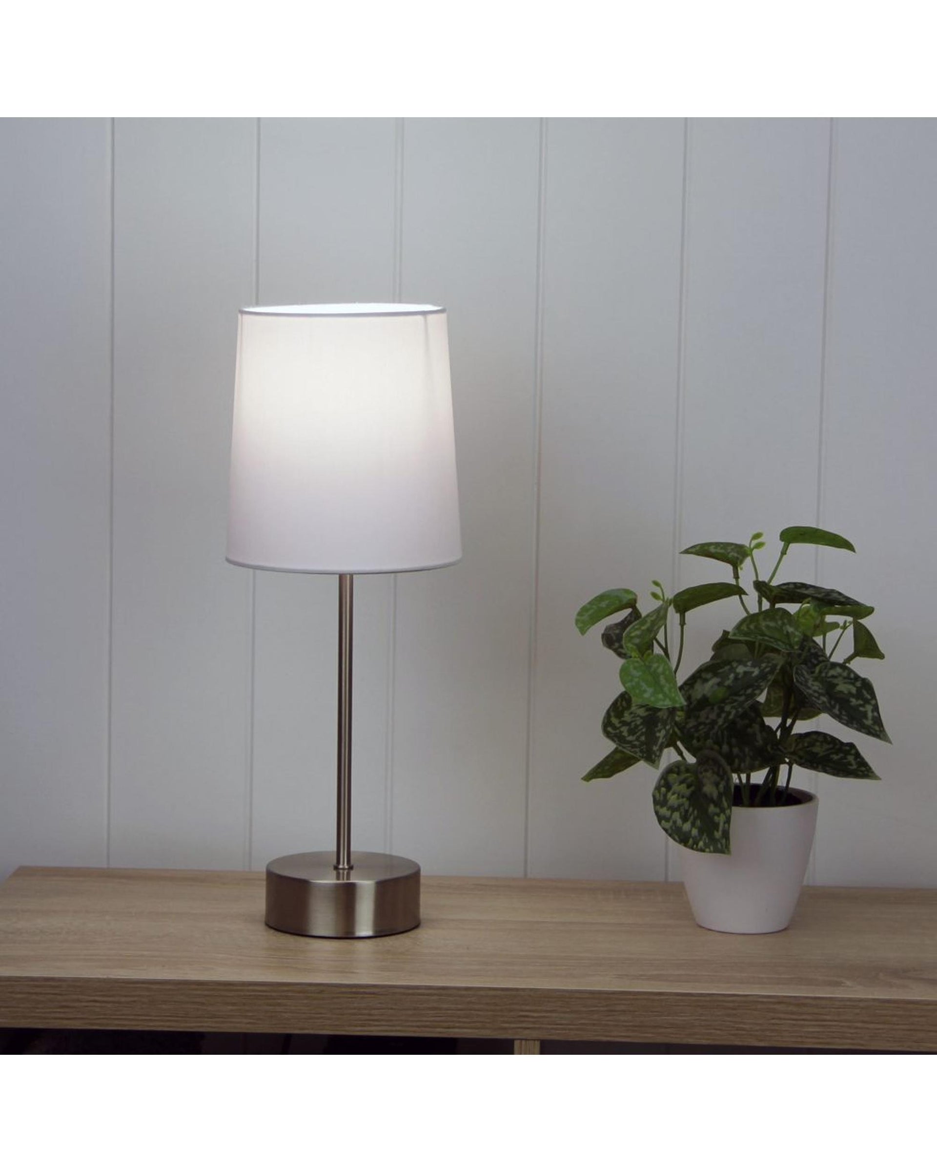 Lancet ON-OFF Touch Lamp White Shade Oriel Lighting
