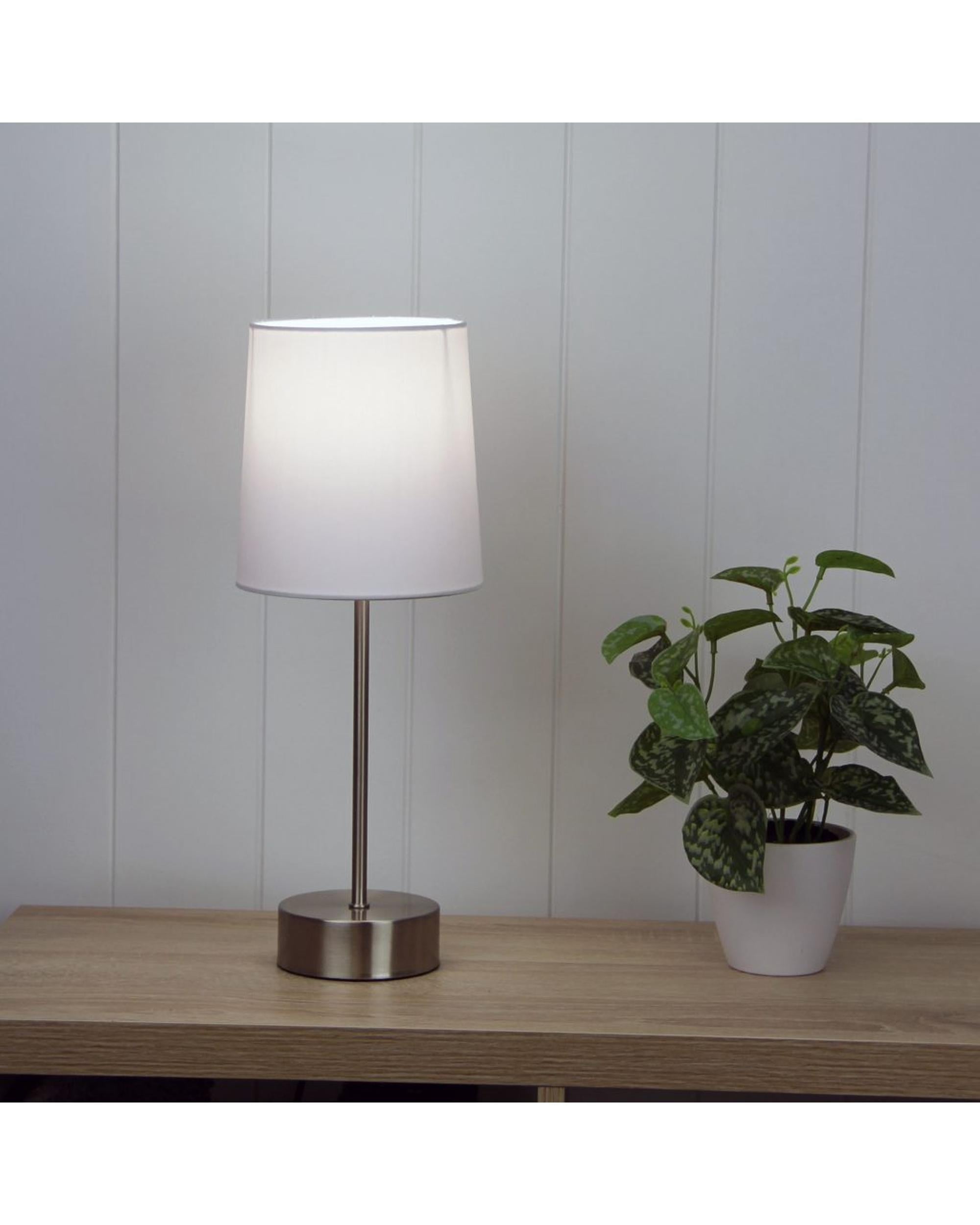 Lancet ON-OFF Touch Lamp White Shade Oriel Lighting