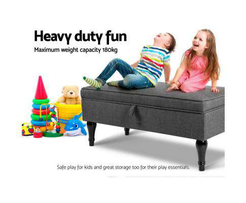 Fabric Storage Ottoman - Grey Artiss