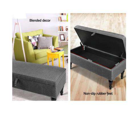 Fabric Storage Ottoman - Grey Artiss