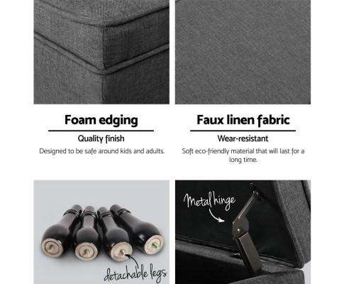 Fabric Storage Ottoman - Grey Artiss