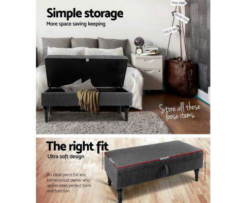 Fabric Storage Ottoman - Grey Artiss