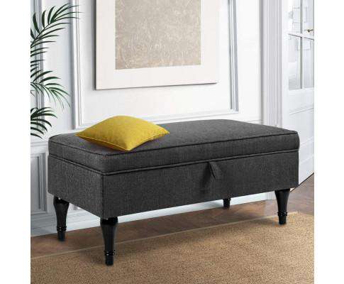 Fabric Storage Ottoman - Grey Artiss