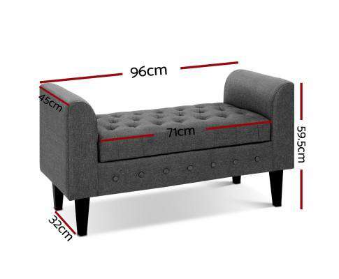 Fabric Storage Ottoman - Grey Artiss