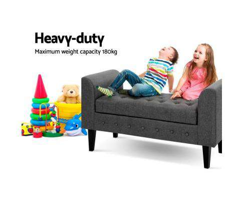 Fabric Storage Ottoman - Grey Artiss