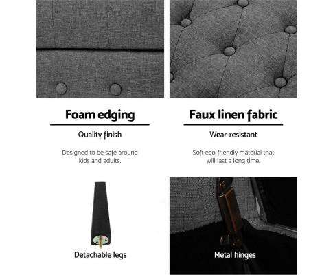 Fabric Storage Ottoman - Grey Artiss