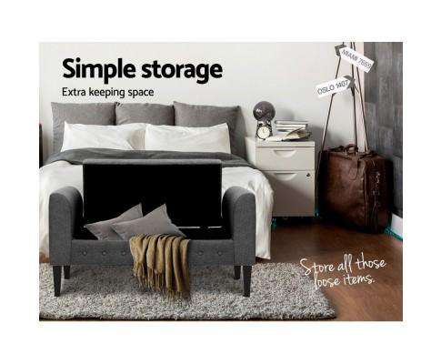Fabric Storage Ottoman - Grey Artiss