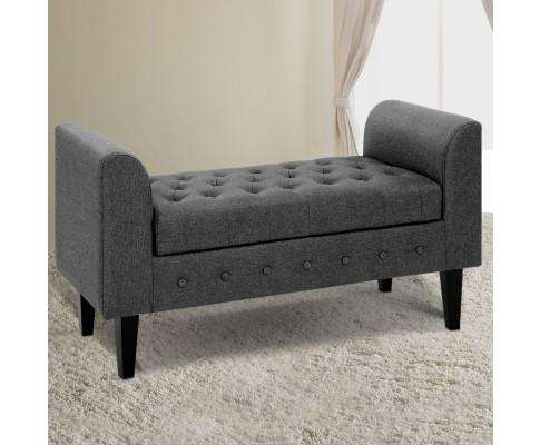 Fabric Storage Ottoman - Grey Artiss
