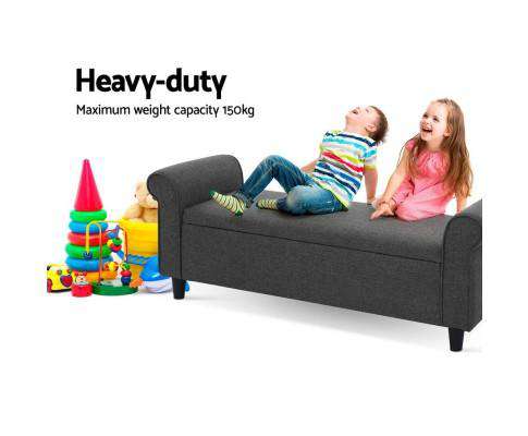 Storage Ottoman Blanket Box 126cm Linen Fabric Arm Foot Stool Couch Large Artiss