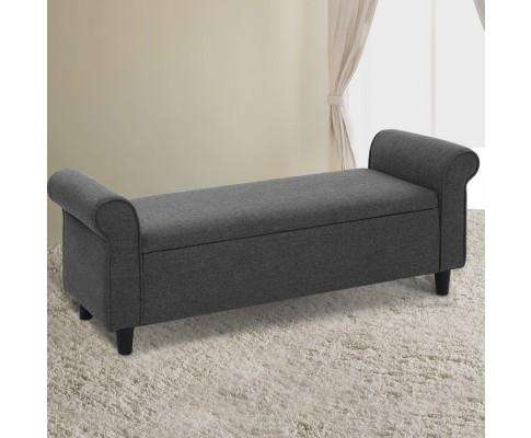 Storage Ottoman Blanket Box 126cm Linen Fabric Arm Foot Stool Couch Large Artiss