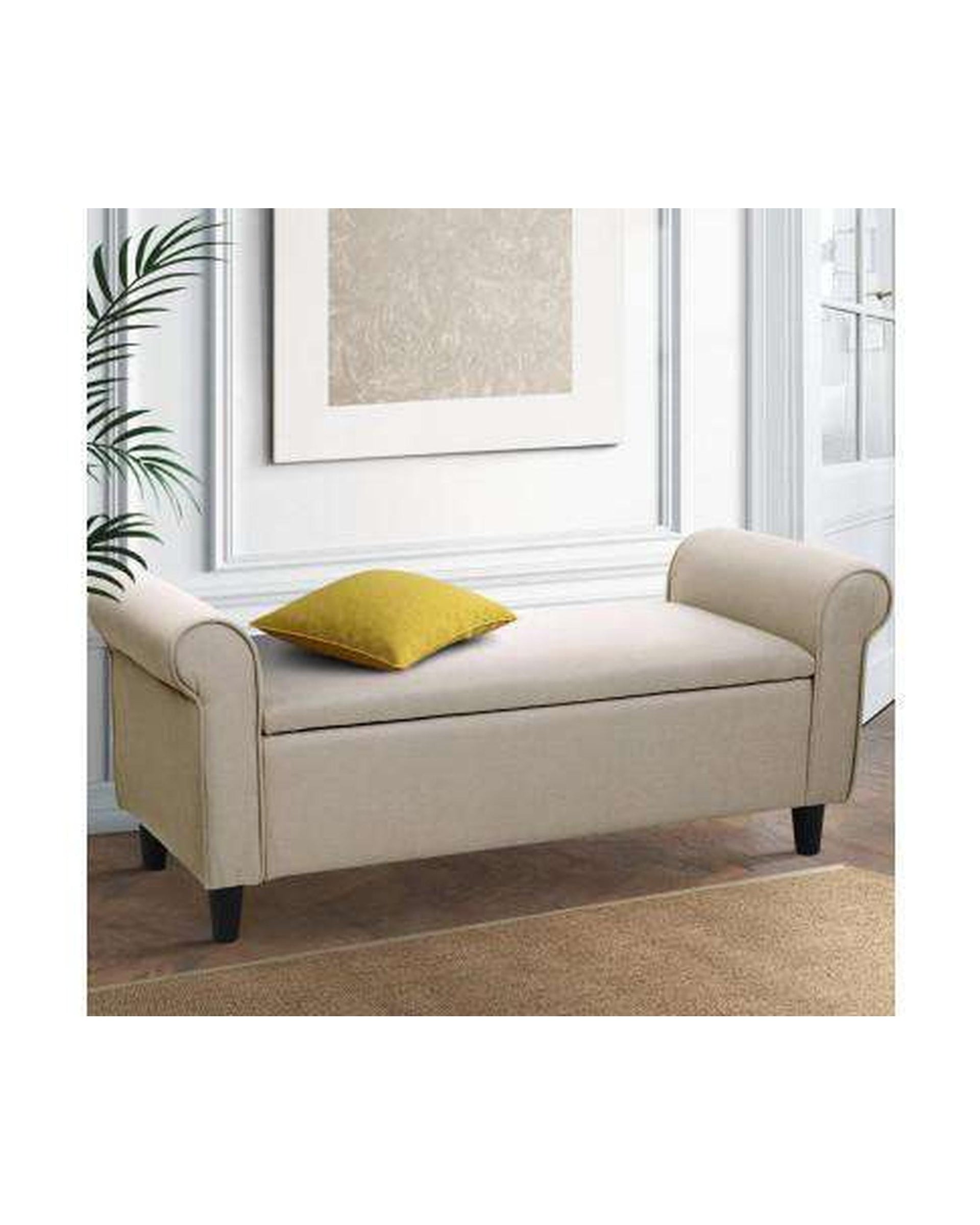 Storage Ottoman Blanket Box Linen Fabric Arm Foot Stool Couch Chest Large Artiss