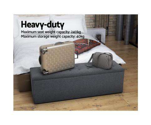 Storage Ottoman Blanket Box Linen Foot Stool Rest Chest Couch Grey Artiss