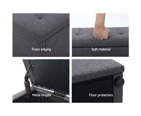 Storage Ottoman Blanket Box Linen Foot Stool Rest Chest Couch Grey Artiss