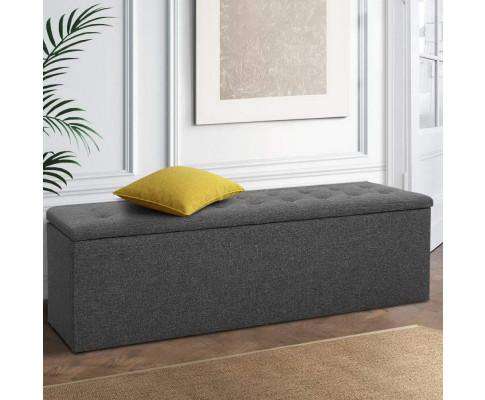 Storage Ottoman Blanket Box Linen Foot Stool Rest Chest Couch Grey Artiss