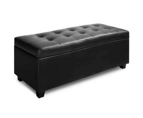 PU Leather Storage Ottoman - Black Artiss