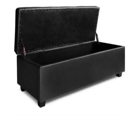 PU Leather Storage Ottoman - Black Artiss