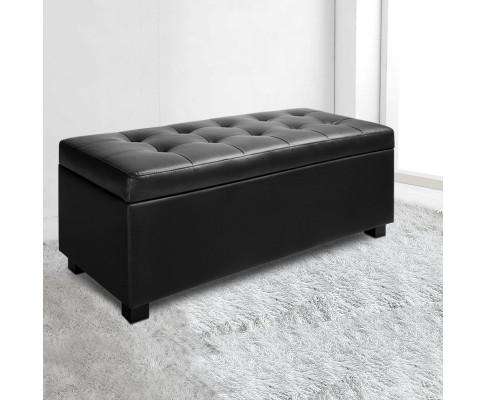 PU Leather Storage Ottoman - Black Artiss