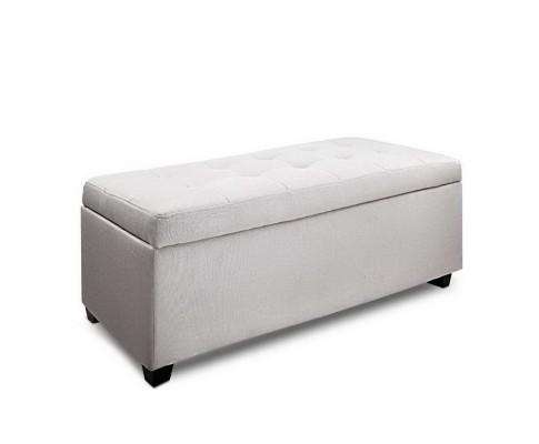 Large Fabric Storage Ottoman - Beige Artiss