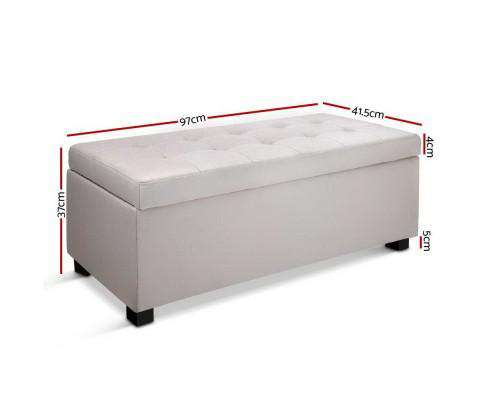 Large Fabric Storage Ottoman - Beige Artiss