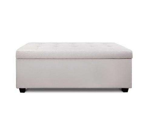 Large Fabric Storage Ottoman - Beige Artiss