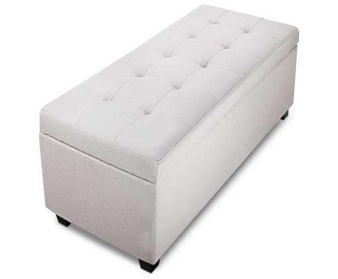 Large Fabric Storage Ottoman - Beige Artiss
