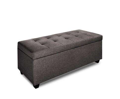 Large Fabric Storage Ottoman - Brown Artiss